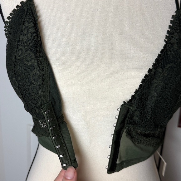 NWT aerie bohemian longline lace corset padded bralette medium olive green - Picture 7 of 9